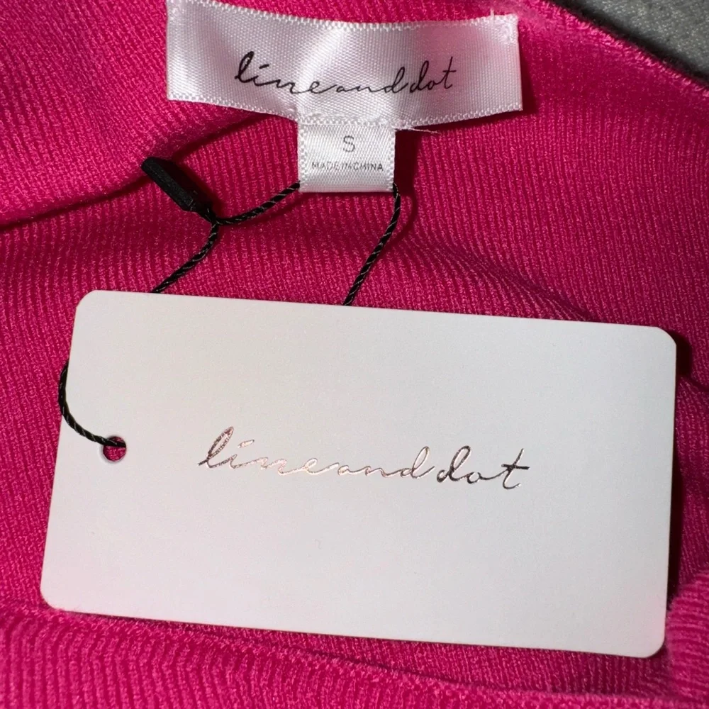 NWT Line & Dot Favorite Off Shoulder Comfy Sweater in Beautiful Hot Pink Color - Picture 6 of 7